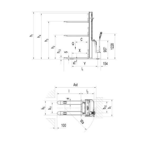 OXLIFT AX15 3600 мм 1500 кг Самоходный штабелер в Уфе, Грузоподъемность: 1.5 тонны (1500 кг), Высота подъема вил, м.: 3.6 м, Тип батареи: Кислотная, необслуживаемая купить по выгодной цене 100kwatt.ru