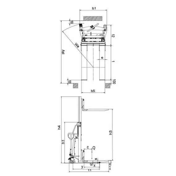 OXLIFT SES15 2500 мм 1500 кг Штабелер с электроподъемом и раздвижными вилами в Уфе, Грузоподъемность: 1.5 тонны (1500 кг), Высота подъема вил, м.: 2.5 м, Тип батареи: Кислотная, обслуживаемая купить по выгодной цене 100kwatt.ru