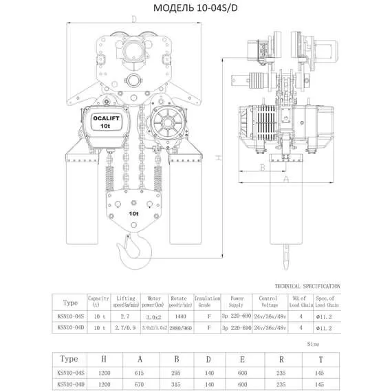 OCALIFT 10-04s 380в 10т 12м Таль электрическая цепная передвижная в Уфе купить по выгодной цене 100kwatt.ru
